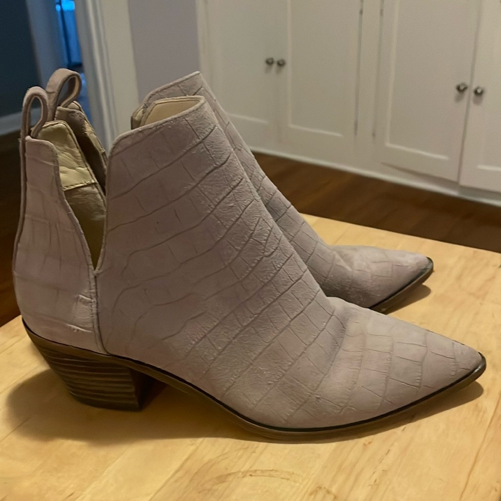Real Taupe Leather Booties